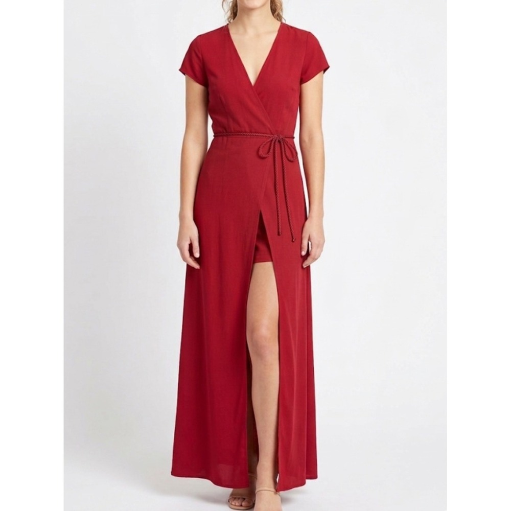 New LUCY LOVE Made in‎ USA Brick Red XS Short Romper with Attached Skirt Party